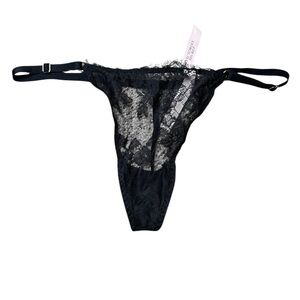 Victoria's Secret Black Lace Thong NWT Size Small